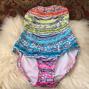 Exhilaration Bandeau One Piece Swimsuit